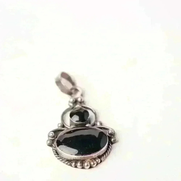 Goth Gorgeous Black Onyx sterling silver Pendant NWT - Picture 5 of 10